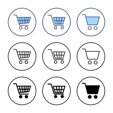 Alışveriş ikonu vektörü. Alışveriş arabası işareti ve sembol. Trolley simgesi