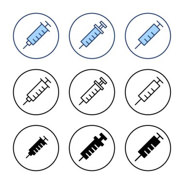 Şırınga ikon vektörü. Enjeksiyon işareti ve sembol. Aşı simgesi