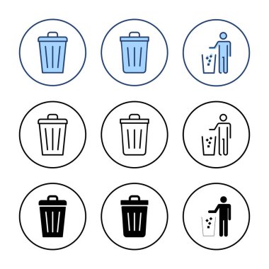 Çöp simgesi vektörü. Çöp kutusu simgesi. İşareti ve sembolü sil.