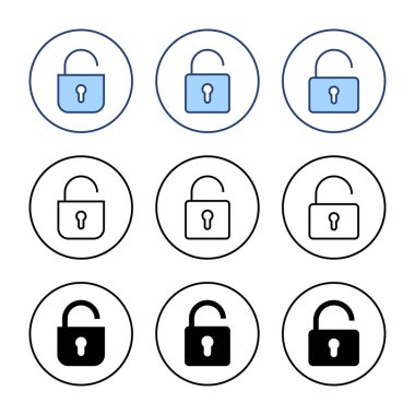 Simge vektörünü aç. İşaret ve sembolün kilidini aç. Kilitlenmemiş asma kilit simgesi