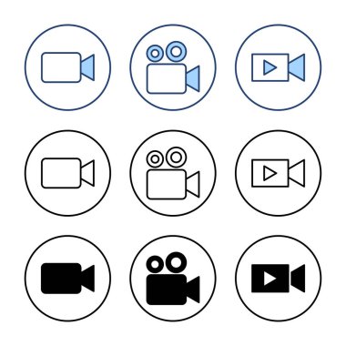 Video simgesi vektörü. Video kamera işareti ve sembol. Film tabelası. Sinema