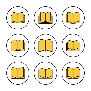 Kitap simgesi ayarlandı. Açık kitap işareti ve sembol. Kitap simgesi