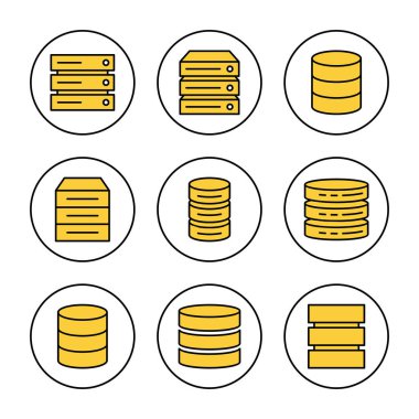 Veritabanı simgesi belirleme vektörü. veritabanı işareti ve sembolü