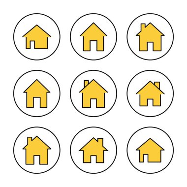 Ev simgesi kümesi vektörü. Ev işareti ve sembol