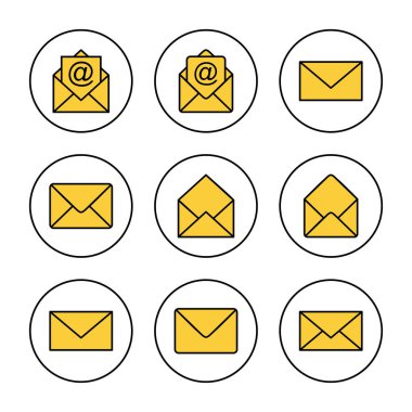 Posta simgesi ayarlama vektörü. e-posta işareti ve sembol. E- posta simgesi. Zarf simgesi