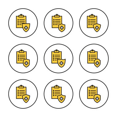 Tıbbi sigorta ikonu vektör belirledi. Sağlık sigortası ve sembol