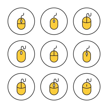 Fare simgesi küme vektörü. Tıklama işareti ve sembol. işaretleyici simgesi vektörü.