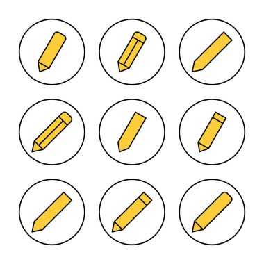 Kalem simgesi kümesi vektörü. Kalem işareti ve sembol. Simge vektörünü düzenle