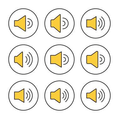 Hoparlör simgesi ayarlandı. Ses düzeyi ve sembol. Hoparlör ikonu. ses sembolü