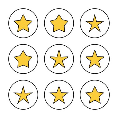 Yıldız Simgesi vektörü belirlendi. Reyting işareti ve sembol. favori yıldız simgesi