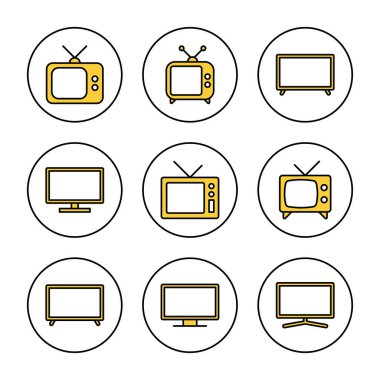 Tv simgesi kümesi vektörü. televizyon işareti ve sembol