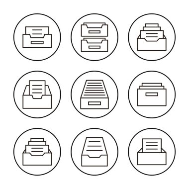 Arşiv dizini simgesi belirleme vektörü. Belge vektör simgesi. Depolama simgesini arşivle.