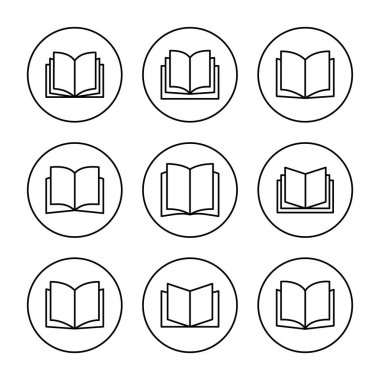 Kitap simgesi ayarlandı. Açık kitap işareti ve sembol. Kitap simgesi