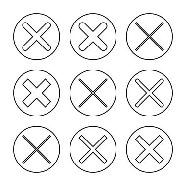 Simge kümesi vektörünü kapat. İşareti ve sembolü sil. çapraz işaret