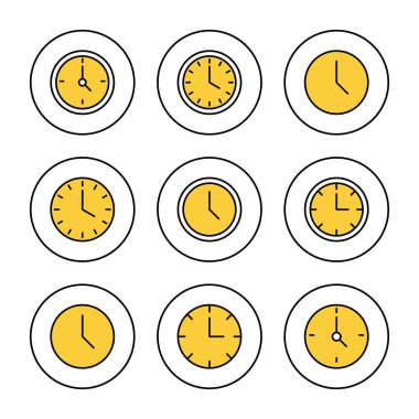 Saat simgesi ayarlı vektör. Zaman işareti ve sembol. saat simgesi