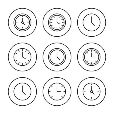 Saat simgesi ayarlı vektör. Zaman işareti ve sembol. saat simgesi