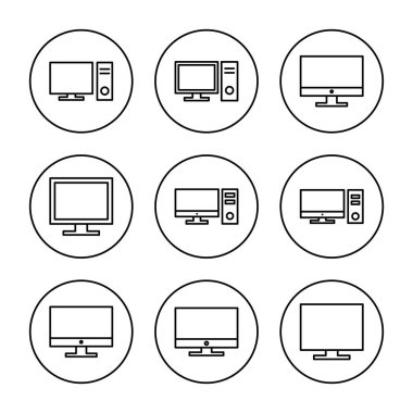 Bilgisayar simgesi ayarlandı. bilgisayar izleme işareti ve simgesi