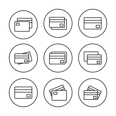 Kredi kartı simgesi belirleme vektörü. Kredi kartı ödeme imzası ve sembolü