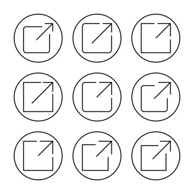 Web ve mobil uygulama için dış bağlantı simgesi ayarlandı. bağlantı işareti ve sembol. hiper bağlantı sembolü