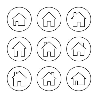 Ev simgesi kümesi vektörü. Ev işareti ve sembol