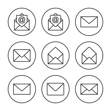 Posta simgesi ayarlama vektörü. e-posta işareti ve sembol. E- posta simgesi. Zarf simgesi