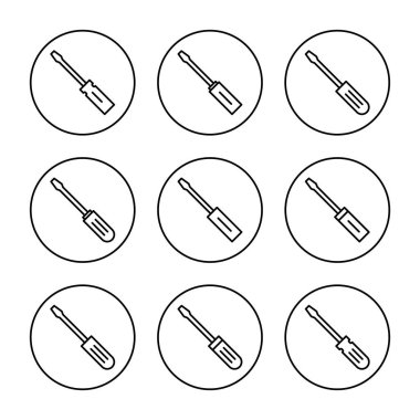 Tornavida simgesi kümesi vektörü. araç işareti ve sembol