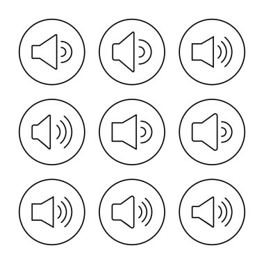 Hoparlör simgesi ayarlandı. Ses düzeyi ve sembol. Hoparlör ikonu. ses sembolü