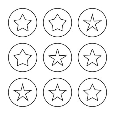 Yıldız Simgesi vektörü belirlendi. Reyting işareti ve sembol. favori yıldız simgesi