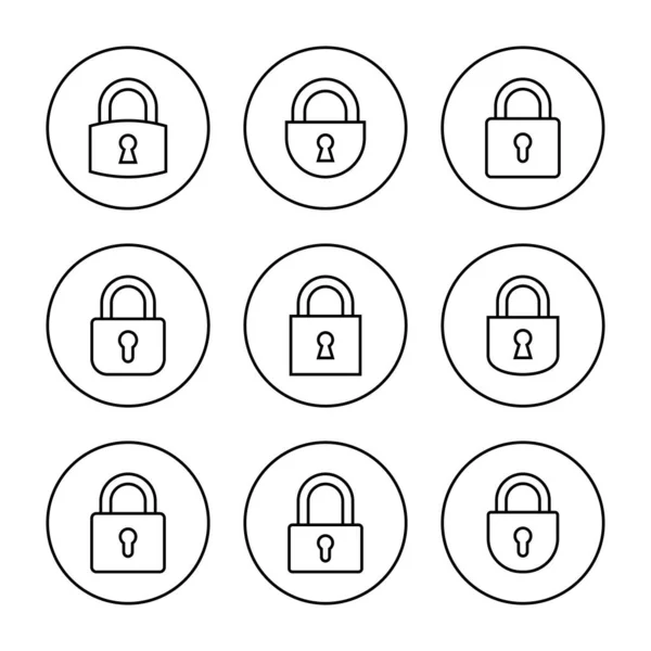 Lock Icon Set Vector Padlock Sign Symbol Encryption Icon Security — Stock Vector