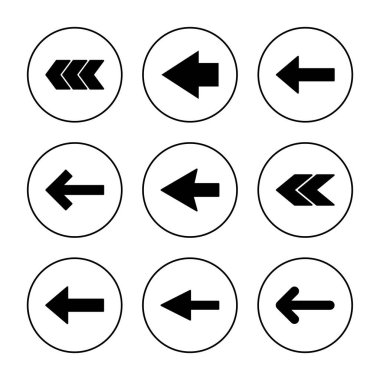 Ok simgesi kümesi vektörü. Web tasarımı için ok işareti ve sembol.