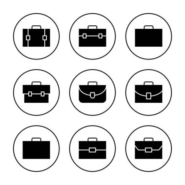 Evrak çantası simgesi kümesi vektörü. Bavul işareti ve sembol. bagaj sembolü.