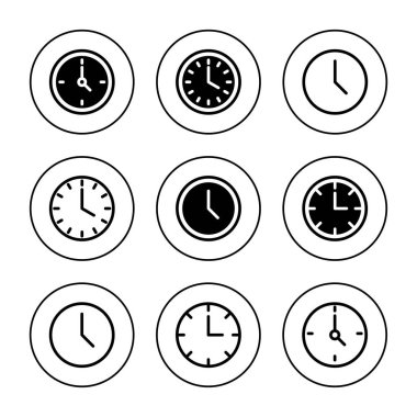 Saat simgesi ayarlı vektör. Zaman işareti ve sembol. saat simgesi