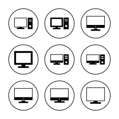 Bilgisayar simgesi ayarlandı. bilgisayar izleme işareti ve simgesi