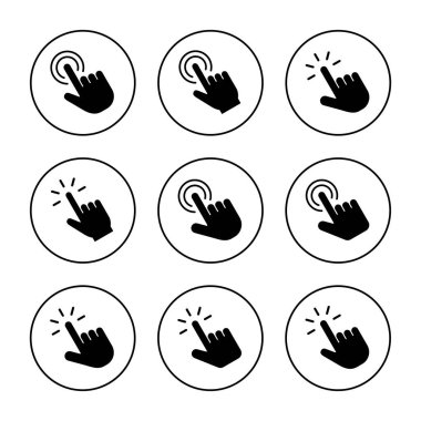 El tıklama simgesi kümesi vektörü. İşaret ve sembol. el imleç simgesi
