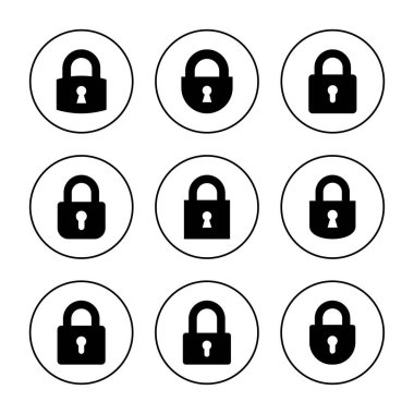 Simge ayarlama vektörünü kilitle. Asma kilit işareti ve sembol. Şifreleme simgesi. Güvenlik sembolü