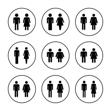 Erkek ve kadın ikonu vektör belirledi. Erkek ve dişi işareti ve sembol. Kızlar ve oğlanlar