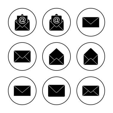 Posta simgesi ayarlama vektörü. e-posta işareti ve sembol. E- posta simgesi. Zarf simgesi