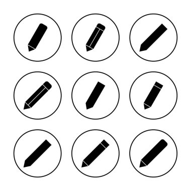 Kalem simgesi kümesi vektörü. Kalem işareti ve sembol. Simge vektörünü düzenle