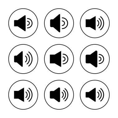 Hoparlör simgesi ayarlandı. Ses düzeyi ve sembol. Hoparlör ikonu. ses sembolü