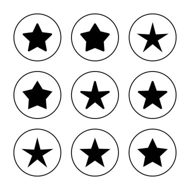 Yıldız Simgesi vektörü belirlendi. Reyting işareti ve sembol. favori yıldız simgesi