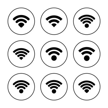 Kablosuz simge kümesi vektörü. İşaret işareti ve sembol. Kablosuz simge