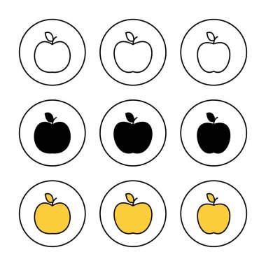 Apple simgesi kümesi vektörü. Web tasarımı için elma işareti ve semboller.