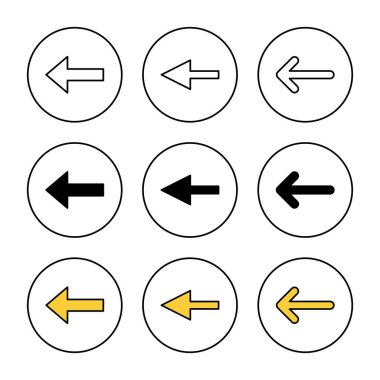 Ok simgesi kümesi vektörü. Web tasarımı için ok işareti ve sembol.