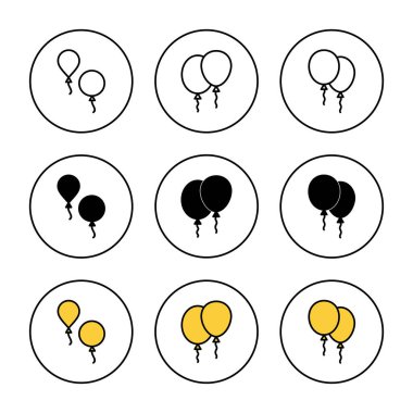 Balon simgesi kümesi vektörü. Parti balonu işareti ve sembolü