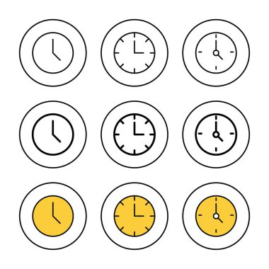 Saat simgesi ayarlı vektör. Zaman işareti ve sembol. saat simgesi