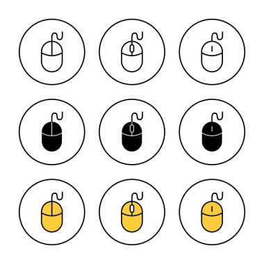 Fare simgesi küme vektörü. Tıklama işareti ve sembol. işaretleyici simgesi vektörü.