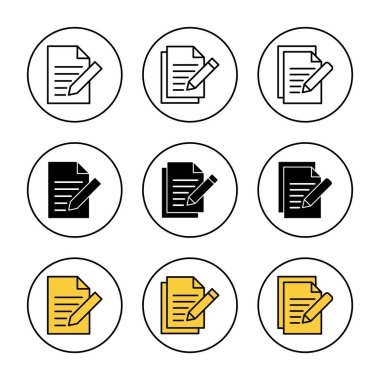 Not simgesi kümesi vektörü. not defteri işareti ve sembol