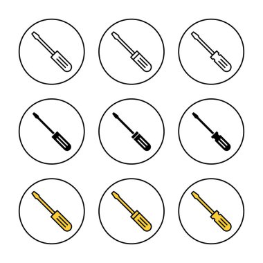 Tornavida simgesi kümesi vektörü. araç işareti ve sembol