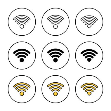 Kablosuz simge kümesi vektörü. İşaret işareti ve sembol. Kablosuz simge