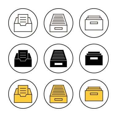 Arşiv dizini simgesi belirleme vektörü. Belge vektör simgesi. Depolama simgesini arşivle.